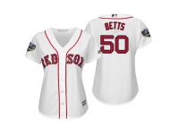 Women's Red Sox 2018 World Series Majestic White Mookie Betts Cool Base Jersey