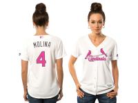 Women's St. Louis Cardinals Yadier Molina Majestic White Fashion 2016 Mother's Day Cool Base Replica Jersey