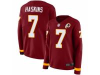 Women's Washington Redskins #7 Dwayne Haskins Limited Burgundy Therma Long Sleeve Football Jersey