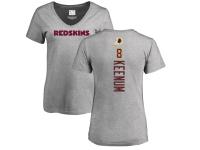 Women's Washington Redskins #8 Case Keenum NFL Pro Line Ash Backer V-Neck T-Shirt
