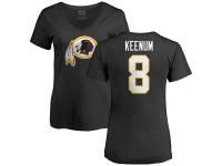 Women's Washington Redskins #8 Case Keenum NFL Pro Line Black Name & Number Logo T-Shirt