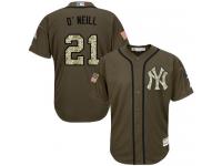 Yankees #21 Paul O'Neill Green Salute to Service Stitched Baseball Jersey
