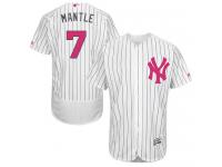 Yankees #7 Mickey Mantle White Strip Flexbase Authentic Collection 2016 Mother Day Stitched Baseball Jersey