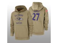 Youth 2019 Salute to Service Cyrus Jones Ravens Tan Sideline Therma Hoodie Baltimore Ravens