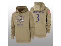 Youth 2019 Salute to Service Robert Griffin III Ravens Tan Sideline Therma Hoodie Baltimore Ravens