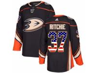 Youth Adidas Anaheim Ducks #37 Nick Ritchie Black USA Flag Fashion NHL Jersey