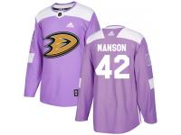 Youth Adidas Anaheim Ducks #42 Josh Manson Authentic Purple Fights Cancer Practice NHL Jersey