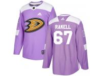 Youth Adidas Anaheim Ducks #67 Rickard Rakell Authentic Purple Fights Cancer Practice NHL Jersey