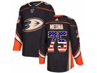 Youth Adidas Anaheim Ducks #75 Jaycob Megna Black USA Flag Fashion NHL Jersey