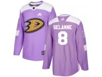 Youth Adidas Anaheim Ducks #8 Teemu Selanne Authentic Purple Fights Cancer Practice NHL Jersey