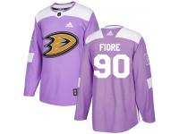 Youth Adidas Anaheim Ducks #90 Giovanni Fiore Authentic Purple Fights Cancer Practice NHL Jersey