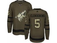 Youth Adidas Arizona Coyotes #5 Adam Clendening Green Salute to Service NHL Jersey