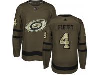 Youth Adidas Carolina Hurricanes #4 Haydn Fleury Green Authentic Salute to Service NHL Jersey