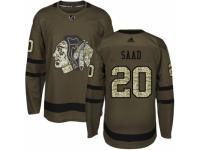 Youth Adidas Chicago Blackhawks #20 Brandon Saad Green Salute to Service NHL Jersey