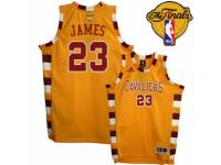 Youth Adidas Cleveland Cavaliers #23 LeBron James Swingman Gold Throwback Classic 2016 The Finals Patch NBA Jersey