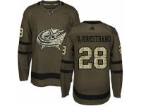 Youth Adidas Columbus Blue Jackets #28 Oliver Bjorkstrand Green Salute to Service NHL Jersey