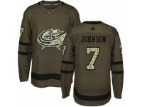 Youth Adidas Columbus Blue Jackets #7 Jack Johnson Green Salute to Service NHL Jersey
