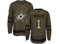 Youth Adidas Dallas Stars #1 Gump Worsley Green Salute to Service NHL Jersey