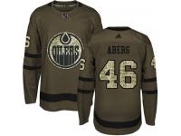 Youth Adidas Edmonton Oilers #46 Pontus Aberg Green Authentic Salute to Service NHL Jersey