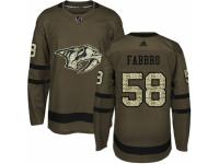 Youth Adidas Nashville Predators #58 Dante Fabbro Green Salute to Service NHL Jersey