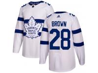 Youth Adidas NHL Toronto Maple Leafs #28 Connor Brown Authentic Jersey White 2018 Stadium Series Adidas