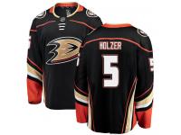 Youth Anaheim Ducks #5 Korbinian Holzer Authentic Black Home Breakaway NHL Jersey