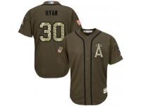 Youth Angels of Anaheim #30 Nolan Ryan Green Salute to Service Stitched Baseball Jersey