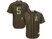 Youth Angels of Anaheim #5 Albert Pujols Green Salute to Service Stitched Baseball Jersey