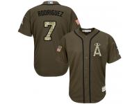 Youth Angels of Anaheim #7 Ivan Rodriguez Green Salute to Service Stitched Baseball Jersey