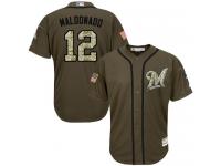 Youth Brewers #12 Martin Maldonado Green Salute to Service Stitched Baseball Jersey