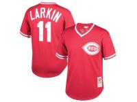 Youth Cincinnati Reds Barry Larkin Mitchell & Ness Red Cooperstown Collection Mesh Batting Practice Jersey