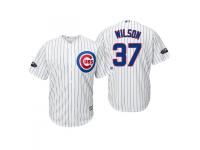 Youth Cubs 2018 Postseason Home White Justin Wilson Cool Base Jersey