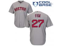 Youth Majestic Boston Red Sox #27 Carlton Fisk Authentic Grey Road Cool Base MLB Jersey