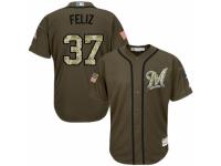 Youth Majestic Milwaukee Brewers #37 Neftali Feliz Authentic Green Salute to Service MLB Jersey