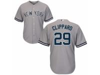 Youth Majestic New York Yankees #29 Tyler Clippard Authentic Grey Road MLB Jersey