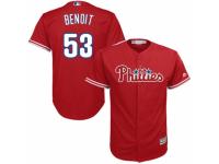 Youth Majestic Philadelphia Phillies #53 Joaquin Benoit Authentic Red Alternate Cool Base MLB Jersey