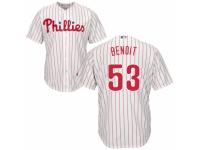 Youth Majestic Philadelphia Phillies #53 Joaquin Benoit Authentic White Red Strip Home Cool Base MLB Jersey