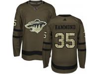 Youth Minnesota Wild #35 Andrew Hammond Adidas Green Authentic Salute To Service NHL Jersey