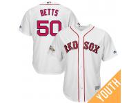 Youth Mookie Betts #50 Boston Red Sox 2017 Postseason White Cool Base Jersey