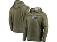 Youth New England Patriots Nike Olive Salute to Service Sideline Therma Performance Pullover Hoodie