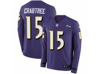 Youth Nike Baltimore Ravens #15 Michael Crabtree Limited Purple Therma Long Sleeve NFL Jersey