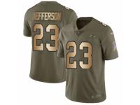 Youth Nike Baltimore Ravens #23 Tony Jefferson Limited Olive/Gold Salute to Service NFL Jersey