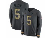Youth Nike Baltimore Ravens #5 Joe Flacco Limited Black Salute to Service Therma Long Sleeve NFL Jersey