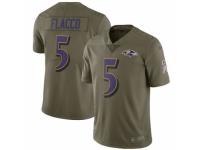 Youth Nike Baltimore Ravens #5 Joe Flacco Limited Olive 2017 Salute to Service NFL Jersey