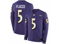 Youth Nike Baltimore Ravens #5 Joe Flacco Limited Purple Therma Long Sleeve NFL Jersey