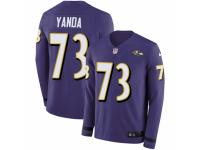 Youth Nike Baltimore Ravens #73 Marshal Yanda Limited Purple Therma Long Sleeve NFL Jersey