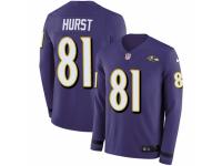 Youth Nike Baltimore Ravens #81 Hayden Hurst Limited Purple Therma Long Sleeve NFL Jersey