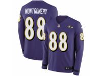 Youth Nike Baltimore Ravens #88 Ty Montgomery Limited Purple Therma Long Sleeve NFL Jersey