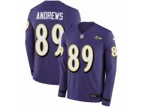 Youth Nike Baltimore Ravens #89 Mark Andrews Limited Purple Therma Long Sleeve NFL Jersey
