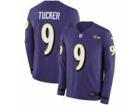 Youth Nike Baltimore Ravens #9 Justin Tucker Limited Purple Therma Long Sleeve NFL Jersey